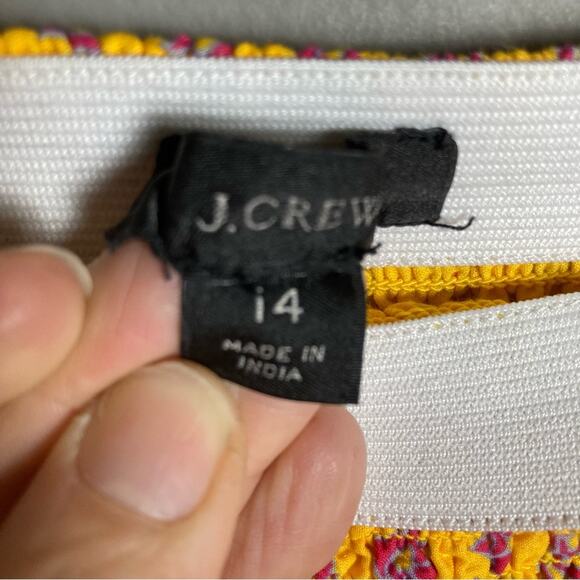 J. Crew skirt size 14 Pencil midi yellow Sunny Block Print tiered batik India - Picture 6 of 10
